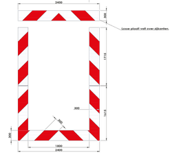 Kaderrand NL 2400x3330x300mm rood/wit Silca/VPD | Klasse 3