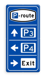 Parkeerroutebord 3 richtingen met pijlen