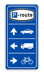 Parkeerroutebord 3 richtingen met pijlen