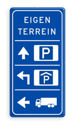 Parkeerroutebord 3 richtingen met pijlen