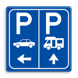 Parkeerbord E8 Camper en auto met pijlen