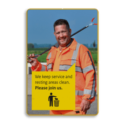 Informatiebord 2:3 - We keep service and resting areas clean - Rijkswaterstaat