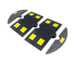 Middenstuk verkeersdrempel -  rubber - < 20km/h - 800x400x50mm - geel/zwart