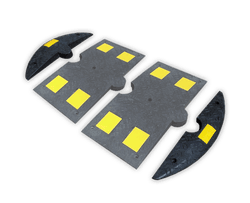 Verkeersdrempel rubber < 20km/u - begin/eindstuk - 800x150x50mm - geel/zwart