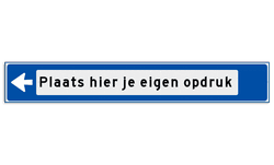 Verwijsbord object (blauw) - met tekst en pijl (zonder pictogrammen)