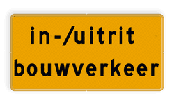 Verkeersbord in-/uitrit bouwverkeer - RVV OB624t - reflecterend