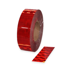 Bande r&eacute;fl&eacute;chissante rouge ECE 104 pour camion - 50 mm - rouleau de 12,5 ou 50 m&egrave;tres