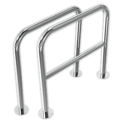 Arceau d&rsquo;appui v&eacute;lo en inox sur platines &ndash; 800 x 800 mm