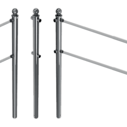 Geleidehek TS60 staal - palen met aluminium bolkop - RAL 7016 of gegalvaniseerd