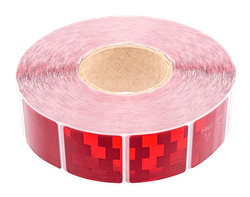 Contourmarkering rood - 50x50mm stickers - op rol 12,5 of 50 meter
