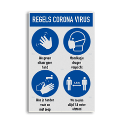 Maatregelen bord instructies Coronavirus (COVID-19)