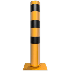 Poteau de protection à ressort Ø152mm sur platine – Jaune/noir