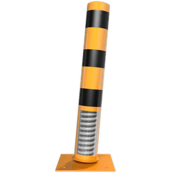 Rampaal staal - flexibel tot 15 graden - Ø152mm met voetplaat - geel/zwart