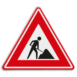 Verkeersbord RVV J16 - Werk in uitvoering