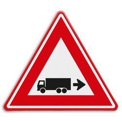 Verkeersbord - waarschuwing rechts achteruitrijdende vrachtwagen