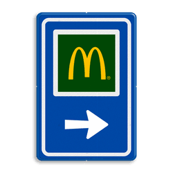 Bewegwijzeringsbord voor restaurant met logo en pijl