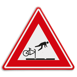 Verkeersbord tramrails - valgevaar fietsers