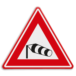 Verkeersbord RVV J31 - Vooraanduiding zijwind