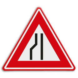 Verkeersbord RVV J19 - Vooraanduiding rijbaanversmalling links