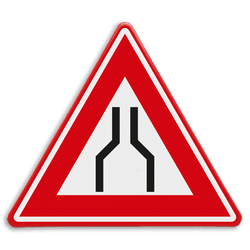 Verkeersbord RVV J17 - Vooraanduiding rijbaanversmalling aan 2 zijden