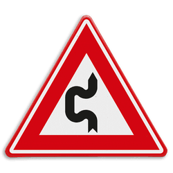 Verkeersbord - Vooraanduiding dubbele S-bocht