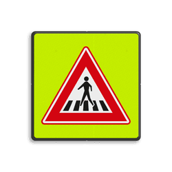 Verkeersbord RVV J22f voetgangers oversteekplaats - extra opvallend (fluorescerend)