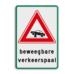 Verkeersbord RVV J39 - Vooraanduiding verkeerspaal + ondertekst