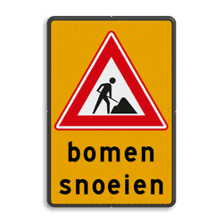 Waarschuwingsbord J16 + WIU geel/zwart 3 regelig