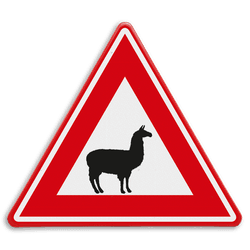 Verkeersbord - waarschuwing voor lama / alpaca - reflecterend