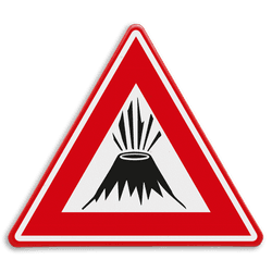 Verkeersbord - waarschuwing vulkaan