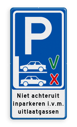 Verkeersbord - Niet achteruit inparkeren (vooruit inparkeren)