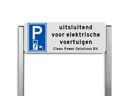 Parkeerplaats bord uitsluitend elektrische voertuigen + bedrijfsnaam - reflecterend