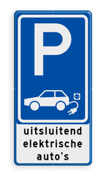 Parkeerbord uitsluitend opladen elektrische auto's