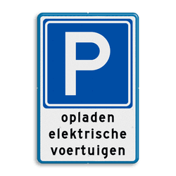 Verkeersbord parkeerplaats voor opladen elektrische auto's - reflecterend