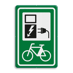 Verkeersbord oplaadpunt elektrische fietsen groen - reflecterend
