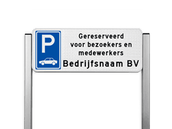 Parkeerplaats bord type TS - Parkeren gereserveerd bezoekers/medewerkers + bedrijfsnaam - reflecterend