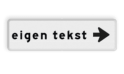Verkeersbord route pijl rechts + eigen tekst - reflecterend