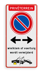 Parkeerverbod bord wielklem voertuig verwijderd - reflecterend
