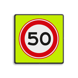 Verkeersbord RVV A01-050f - Maximum snelheid 50 km/h - extra opvallend