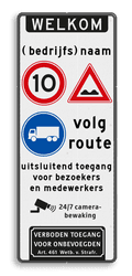 Toegangsbord bedrijventerrein met regelgeving - reflecterend