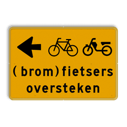 Omleidingsbord - (brom)fietsers oversteken + pijl - reflecterend