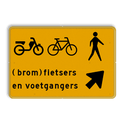 Omleidingsbord - (brom-)fietsers en voetgangers oversteken - Werk in uitvoering