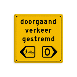 Omleidingsbord doorgaand verkeer gestremd - reflecterend