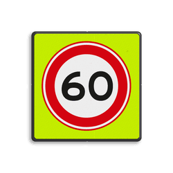 Verkeersbord RVV A01-060f - Maximum snelheid 60 km/h - extra opvallend