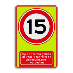 Verkeersbord RVV A01 15 km met ondertekst - extra opvallend