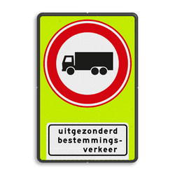 Verkeersbord RVV C07fOB108 - Gesloten voor vrachtverkeer met uitzondering