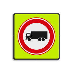 Verkeersbord RVV C07f - Gesloten voor vrachtverkeer - fluor achtergrond