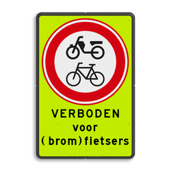 Verkeersbord RVV C15f met tekst - fluorescerende achtergrond