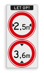 Verkeersbord RVV C18-C19 - Gesloten voor te hoge en te brede voertuigen
