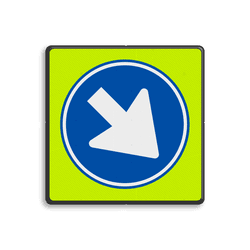 Verkeersbord RVV D02f, gebod te passeren - fluorescerend